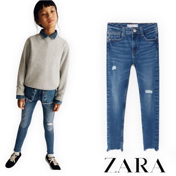 ZARA Kids | Blue | RIPPED SKINNY JEANS PREMIUM - Picture 1 of 5